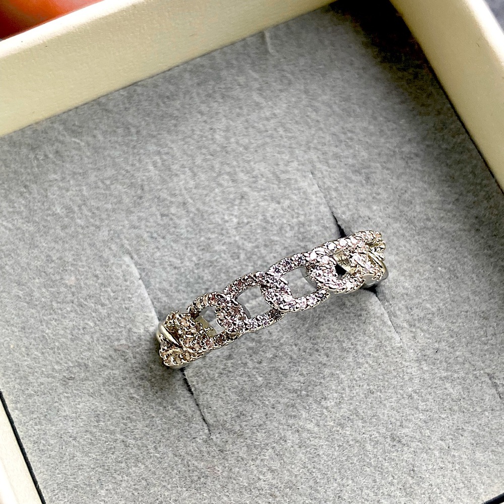 Pave CZ Cuban Link Ring - Picture 14 of 14